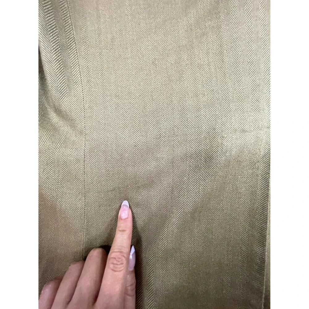 Chaps Ralph Lauren Blazer Jacket Men Tan Silk Herringbone Sport Coat Notch Lapel